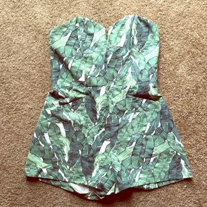 H&M Conscious Leaf Print Strapless Romper